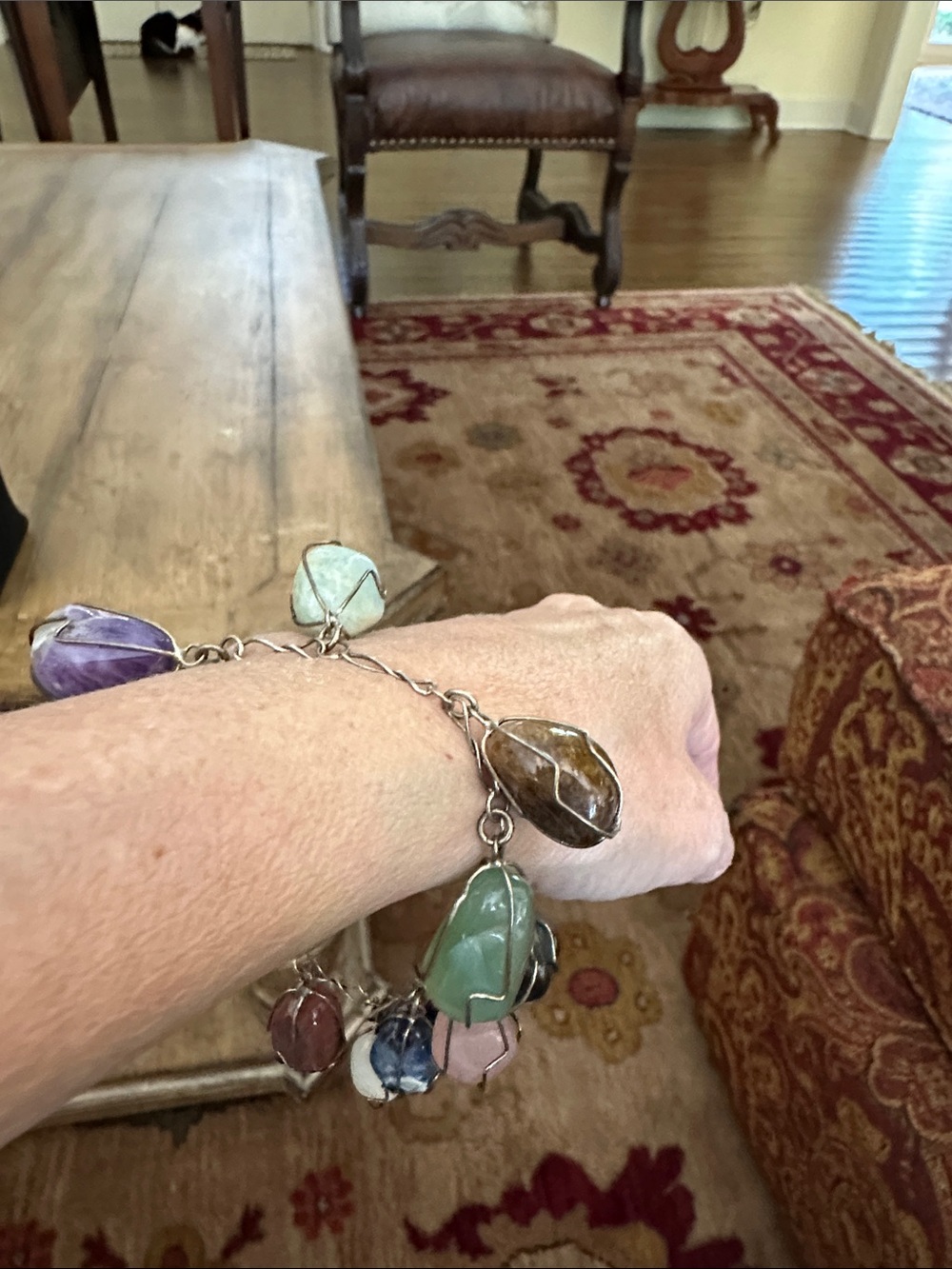 Multicolor Gemstone Charm Bracelet - Women Jewelry